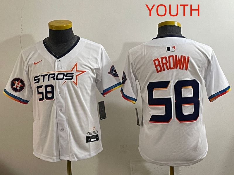 Youth Houston Astros #58 Brown White Fourth generation Joint Name 2025 Nike MLB Jersey style 9->youth mlb jersey->Youth Jersey